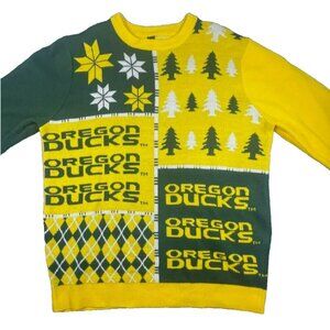 NCAA Oregon Ducks Sweater Men’s Size M Green Yellow Ugly Christmas Knit Preowned